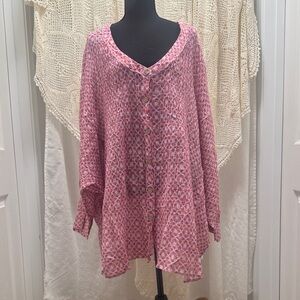 Free People Intimately Oversized Pink Geometric Button Down Top NWT